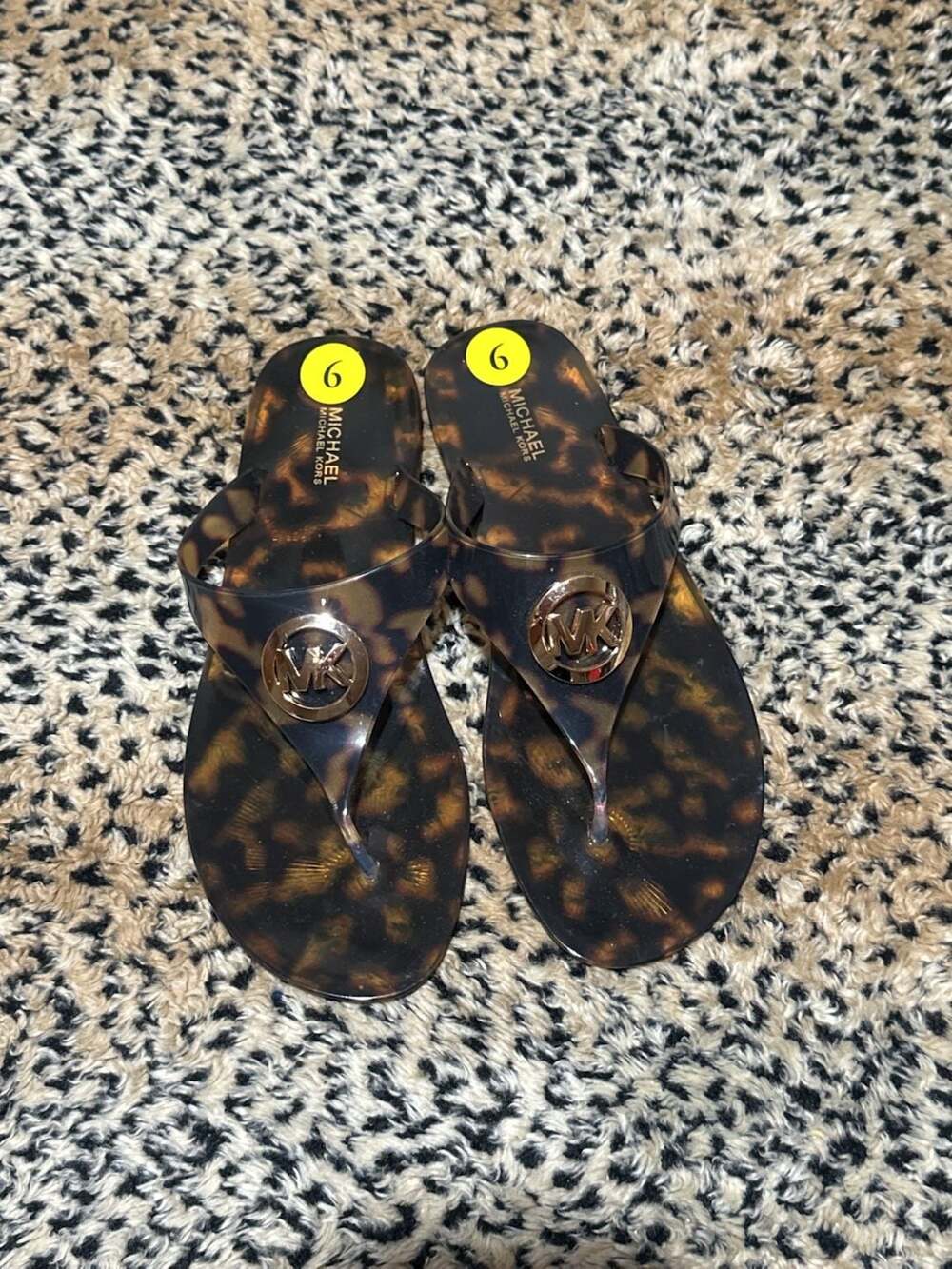 Michael Kors Lillie Jelly Thong Sandals Tortoise Shell